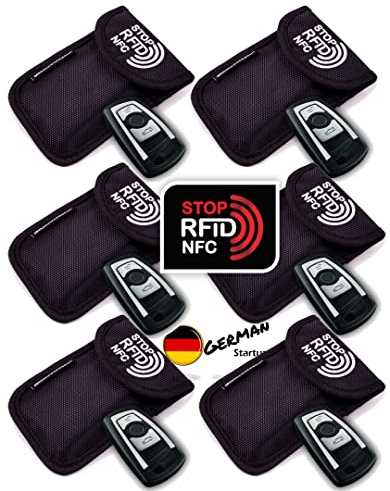 MakakaOnTheRun Autoschlüssel Hülle - Keyless Go Schutz Autoschlüssel Hülle mit 2 RFID Schutz Fächern. Autoschlüssel Schutz Keyless/Autoschlüssel Tasche für alle KFZ aus EU, Asien & Amerika