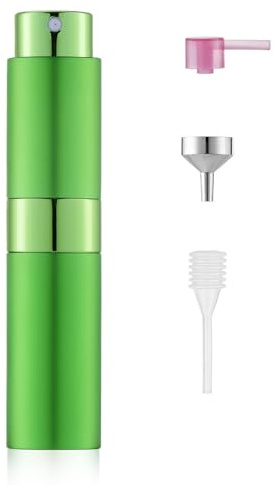 Toureal 8ml Aluminium Parfüm Zerstäuber Nachfüllbar Leer, Reise Parfümzerstäuber für Damen und Herren, Reisezerstäuber Flasche für unterwegs (Grün)