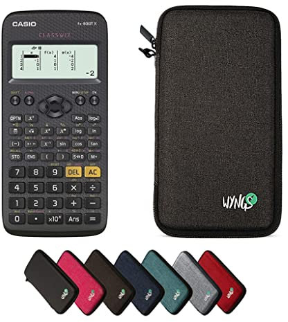 Casio fx-83GT X Schwarz inkl. WYNGS Schutztasche Dunkelgrau - Wissenschaftlicher Taschenrechner - Basic Set