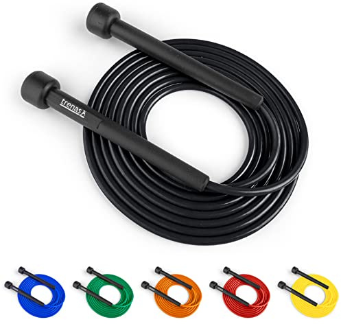 trenas Springseil | Jump Rope | Rope Skipping Seil | Springseil Erwachsene & Kinder | 3 Meter | Einfach verstellbar | Speed Rope