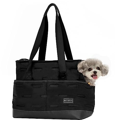 Petsfit Faltbare Hundetasche Hundetragetasche Schultertasche Tragetuch Welpentasche für Kleine Hunde Welpen Katzen,Schwarz