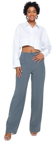 Trendyol Damen Gerade Weites Bein Normale Taille Hose