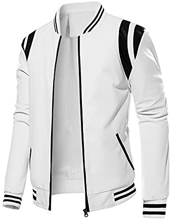 liaddkv Vestes d'automne et d'hiver pour homme, couleur unie, manches longues, col montant, tendance, veste chaude en cuir polaire pour homme, Blanc., M