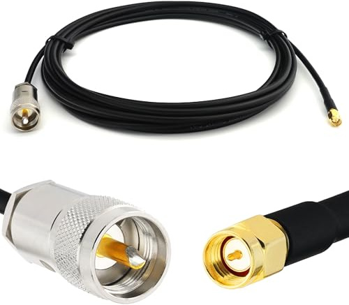 RANGEFUL 5m SMA Stecker auf PL259 UHF RG58 Koaxialkabel — Wetterfestes Verlustarmes Verlängerungskabel — PL Antennenkabel für CB Funk HAM Funkgerät SWR Antennen Amateurfunk