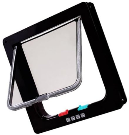 Große Katzenklappe 4 Wege Magnet-Verschluss, Einfache Installation Katzentür Haustiertür, Silent Manuelle Haustierklappe in Wand/Holztür/Innentür Wetterfeste Haustiertür Schwarz(M)