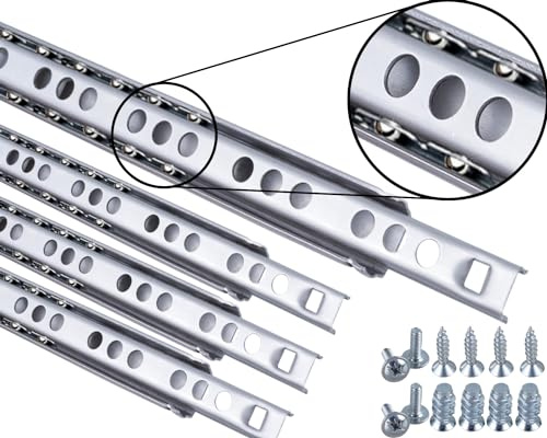 Stahlia Schubladenschienen (4 Stück) Teilauszug H:17mm/L:438mm Schubladenauszug Auszugsschienen Schrank Scharniere Schienen für Schubladen Regalschienen