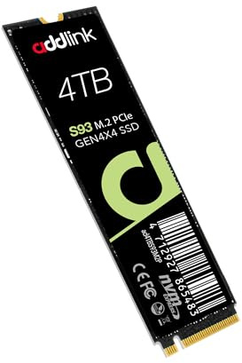addlink S93 4TB PCIe 4.0 M.2 Gen 4 Memory Expansion SSD, Up to 7400 MB/s, Internal Solid State Drive with HMB Technology, Compatible with Laptop, Rog Ally X, Gaming Consoles and Creators