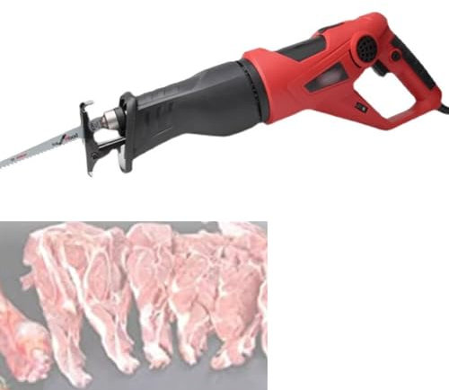 Sega per Ossa elettrica da 2000 W, Sega da Macellaio elettrica a velocità variabile Portatile, Sega per Ossa per Carne Multifunzionale, Cambio Lama Senza Attrezzi per braciole di Ossa di Carne,Rosso