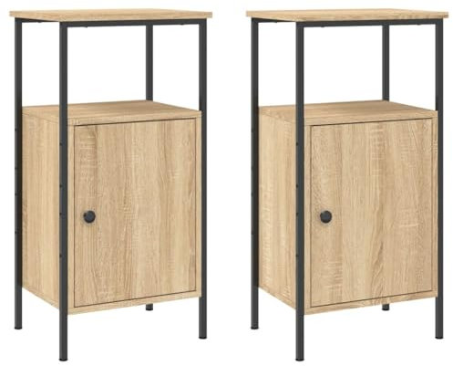 KTHLBRH Nachttische 2 STK. Sonoma-Eiche 41x31x80 cm Holzwerkstoff Nachtschränkchen Sofa-Beistelltisch Schlafzimmermöbel für Arbeitszimmer, Büro, Wohnzimmer