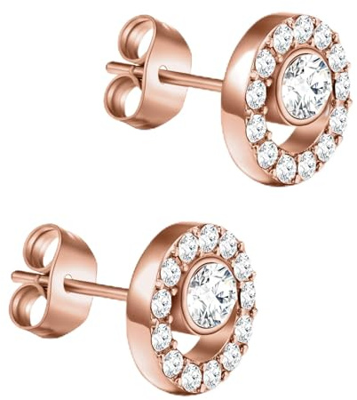 day.berlin Ohrstecker Stone 18k vergoldet | runde Damen Ohrringe 10mm Durchmesser 3mm stark mit Zirkonia Kristallen, 316L Edelstahl nickelfrei & wasserfest