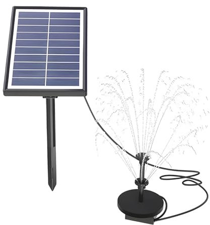Irishom Pompa ad acqua solare da 7 W con kit ugelli a doppio strato da 17 pezzi, Pompa per fontana solare da 350 l/h, Batteria incorporata da 3000 mAh