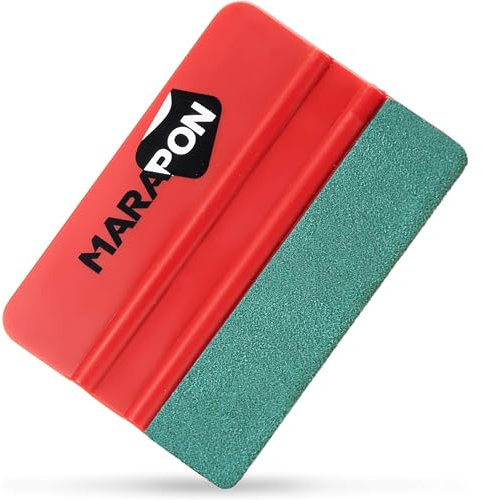 MARAPON Raclette pour film [10 x 7,3 cm] avec revêtement en non-tissé – Pour film de fenêtre et film de voiture – Grattoir de qualité supérieure également pour film de carbone et film sec