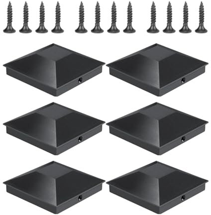 Fence Post Cap,6 Neat Toppers For Fence Posts,Fence Post Cap Black Deck Post Caps Neat Toppers,Decking Caps Powder Coated With 12 Screws,Waterproof Post Cap,Stop Water Soaking Into The Wood