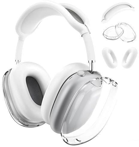 Custodia in Silicone per AirPods Max Cuffie di MMOBIEL - Custodia Trasparente in TPU Morbido per Copri i Padiglioni Auricolari, Cassa in Silicone per Cuscinetti Auricolari, Copri Fascia - Bianco