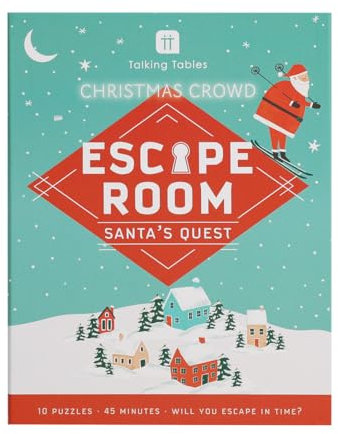 Talking Tables Escape Room Host Night Santas Quest, Secret Santa, Christmas, Birthday, Festive Board Game, Dinner Parties, Present, Entertainment, Kids, Adults, Ages 8+