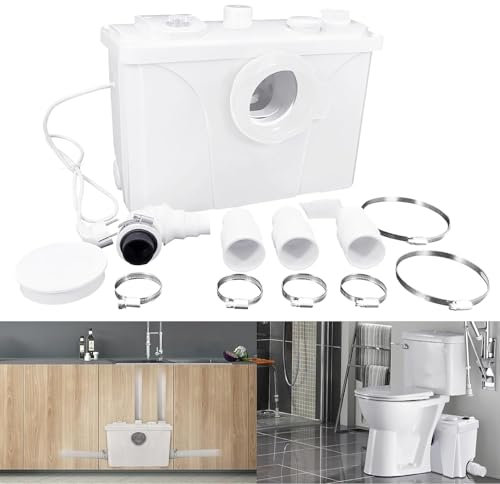 UISEBRT 700W Hebeanlage Schmutzwasserpumpe mit Edelstahlklingen & Kohlefilter, Fäkalienpumpe für WC, Dusche, Küche & Spülmaschine, Haushaltspumpe für Abwasser