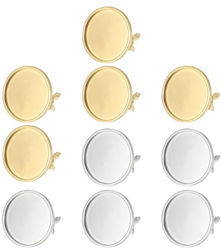 PATIKIL Edelstahl Ringrohling 25mm 10 Stück Verstellbarer Fingerring Rohling Basis Fassung Tablett Flache Unterlage Tablett Für Schmuckherstellung Fundstücke DIY Gravuren Gold Silber