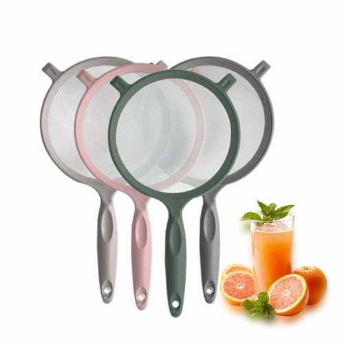 Sieves and Strainers Fine Mesh Strainer Plastic Sieve Kitchen Small Washing Beans Noodles Coffee Cooking Baking Floors Rice Tea Strainer Fine Mesh Assorted Color(1 Pack) (White)