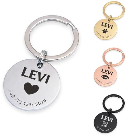FELLSOCKE Personalisierte Hundemarke aus Edelstahl Matt - 25mm | 30mm | 35mm, Individuell gravierbar, Robuste Tiermarke, Dogtag Anhänger Hunde, Pferde, Katzen & Welpen (Silberfarben Matt, 30 mm)