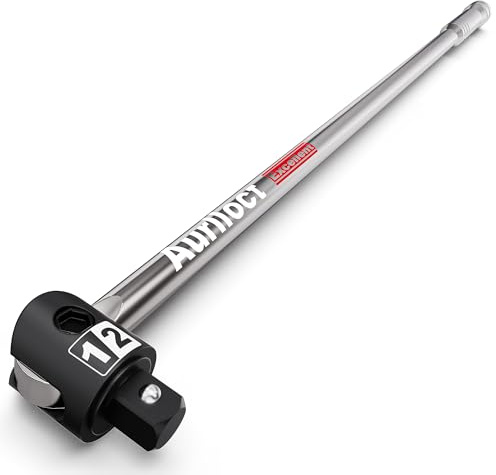 Aurlloct 1/2 Drive Heavy Duty Extension Breaker Bar, 60 cm Knuckle Breaker Flexi Bar, 250 Degree Pro Power Flexible Handle Breaker Bar, Socket Wrench, Wheel Nut Spanner for Automobile Maintenance