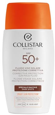 Collistar Fluido Solare SPF 50+, Crema Viso Alta Protezione Solare Anti-Macchie, Previene, Tratta e Corregge le Macchie Solari, Texture Leggera, Rapido Assorbimento, Adatto alle Pelle Sensibili, 50 ml