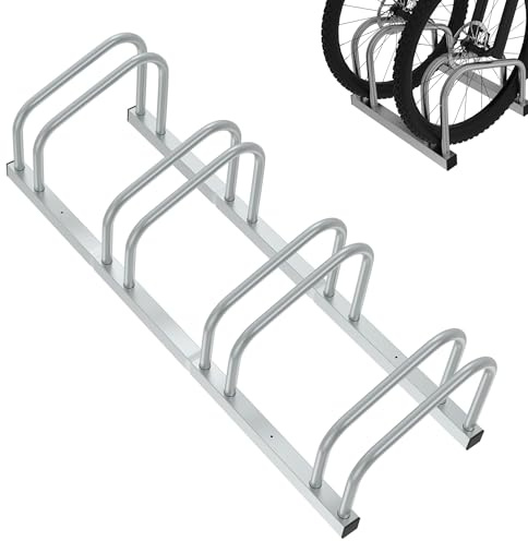 FIVMEN Fahrradständer für 4 Fahrräder Fahrradhalter Aufstellständer Boden und Wand Montage 37cm Radabstand Verzinken Mehrfachständer für 30-65mm Reifenbreite Mountainbike Rennrad MTB, Silber