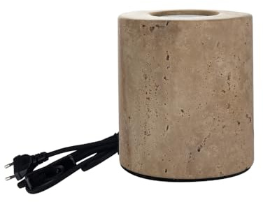 LUXULA 2 Stück Tischleuchte JAR mit E27 Fassung, Beton, beige sand | 180cm Textilkabel mit Schalter, Tischlampe für Wohnzimmer Schlafzimmer Nachttisch, Lampenfuß ohne Leuchtmittel