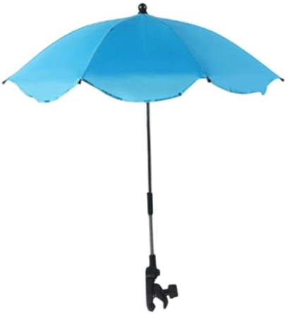 Milageto Sombrilla para silla de playa, cochecito, abrazadera ajustable, flexible, impermeable, resistente al desgarro, para pesca, patio, terraza, usos, Azul