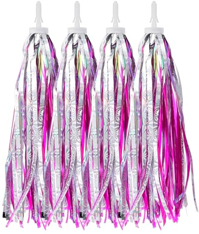 guduling 4 Pcs Bike Tassels for Girls,Bike Streamers,Bicycle Ribbons,Rainbow Bikes Accessories Colorful for Girls and Boys,Easy Attach to Bike's Handlebars(Purple)