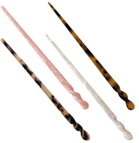 Homoyoyo Bacchette Cinesi per Chioma Femminili 4 Pezzi, Fermagli per Chignon Lunghi in Acetato, Accessori Decorativi per Feste, Cosplay e Acconciature Vintage