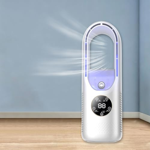 Blade-Free Silent Air Conditioner, Rechargeable Portable Air Conditioning, 6 Speed Mini Air Cooler, Evaporative Air Humidifier Cooling Fan For Home Office Camping (W)