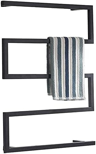 Sèche-Serviette Électrique Mural Serviteurs de Douche, Porte-Serviette Radiateurs Salle de Bain Barres Radiateur Seche Serviette Electrique Chauffage Serviettes, Noir, 600×800 mm