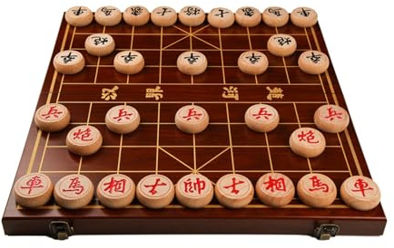 Chinesisches Schach, Strategie-Brettspiele for 2 Spieler, Reise-Brettspiel-Set mit Buchenholzfiguren und faltbarem Schachbrett(3.8cm/1.5in)