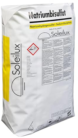 SOLEILUX 25kg PH - Meno Minus Granulare Rapido, Correttore per Ridurre il Valore di PH nella Piscina, Rapida e Completa Dissoluzione senza Residui per Acqua sempre Limpida