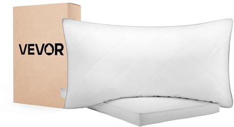 VEVOR Bed Pillows for Sleeping, Set of 2, Queen Size Luxury Quality Hotel Pillows with Original Down Alternative Filling, Supportive and Fluffy, Bedding for Back, Stomach and Side Sleepers, White