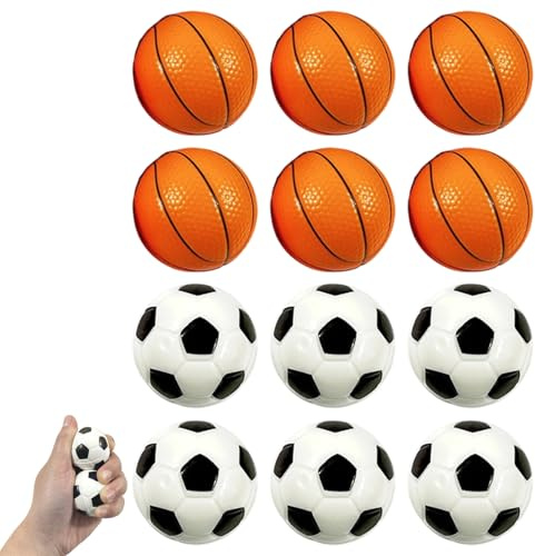 ZaoGoin Stressball Fußball Set, 12 Stück Mini Softbälle, Fussball Mitgebsel Kindergeburtstag, Weiche Stressbälle Für Kinder Und Erwachsene, Ideal Zur Entspannung Und Fingerfertigkeitstraining