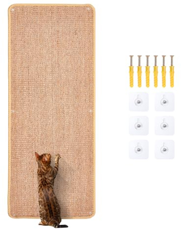 Novelfun 1 Stück Kratzmatte 40x100CM Natürliches Sisal Katzenkratzmatte | Robuste Kratzmatte, Rutschschutz, Erfüllt den natürlichen Kratzinstinkt von Katzen, flexibel auf Boden und Wand anbringbar