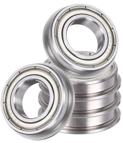 sourcing map F6902ZZ Flansch-Kugellager, 15 x 28 x 7 mm, doppelt geschirmtes Chromstahl-Rillenlager, ABEC5, 5 Stück