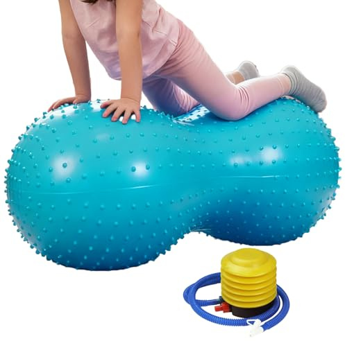Gymnastikboll – jordnötsform sensorisk massage, med medföljande luftpump för träningsbollar och övningar, för träning hemma graviditet kropp kvinnor fitness barn kontor