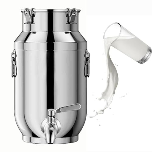 Bidon Inox Pour Huile d Olive 10 Litres Avec Robinet Seau en Inox Avec Couvercle De Transport De Lait De Ferme Bidon De Baratte (capacity, 15liter)