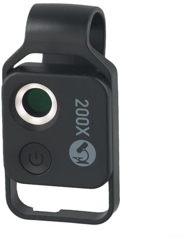 Besshepplo Microscopio de teléfono móvil HD 200X con lente CPL, accesorio de aumento con clip Microscopio digital portátil para niños para todos los teléfonos inteligentes para disfrutar de Microworld