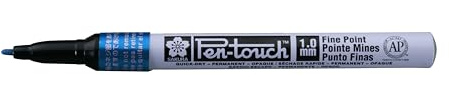 SAKURA Pen-Touch Fine Marker - Blue - Pigment Solvent-Based Ink - Writes on Various Surfaces - 1 mm Line Width - Ideal for Industrial & Creative Uses