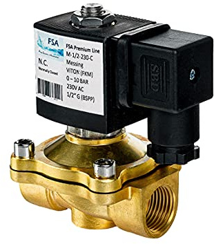 FSA Magnetventil Messing 1/2 230V AC 0-10 bar Viton stromlos geschlossen