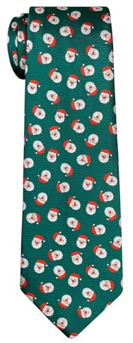 Retreez Corbata de Navidad microfibra de Patrón de Papá Noel Santa Claus de Navidad para niño 8-10 años - Verde