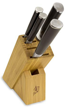 Shun Besteck Classic 5-teiliges Starter Block Set; 3,5-Zoll-schälmesser, 6-Zoll-gebrauchsmesser, 8- Zoll-kochmesser Stahl regulär