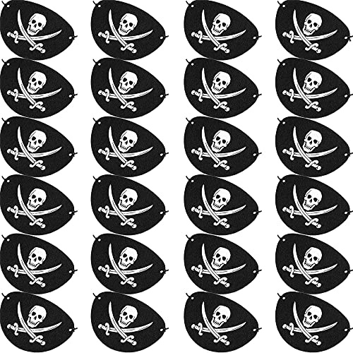 Blulu 24 Packung Schwarz Piraten Augenklappen EIN Augen Schädel Karibik Kapitän Augen Maske für Halloween Party Weihnachten und Kinder Party Gefallen (Felt/Filz)
