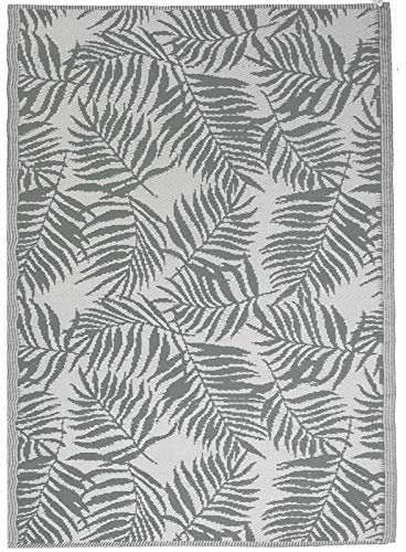 JEMIDI Tappeto Esterno Terrazzo 120x180 cm - Tappeti Esterni Giardino Grandi - Arredamento Salotto Moderno - Lavabile Pelo Corto - Tropicale - Grigio