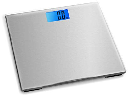 Bilancia Pesapersone elettronica digitale da bagno, piattaforma 28x28cm portata 180KG display retroilluminato controllo del peso (argento)