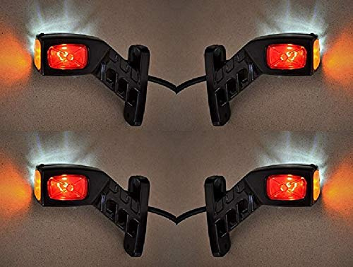 VNVIS Lot de 4 feux de position latéraux LED 12V / 24V fixation au châssis pour camions et camions bennes - Rouge/Blanc/Orange