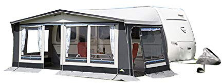 dwt Wohnwagen Vorzelt Polo für Reise- und Saisoncamping, 240 cm Tiefe, hochwertiges und beidseitig kunststoffbeschichtetes Polyestergewebe, 5-teiliges Zelt, Größe:Gr. 11 Umlaufmaß 851-880 cm